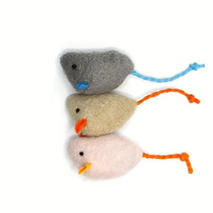 3 Pack Interactive Cat Toy Mouse Linen Kitten Feather Chew Toy