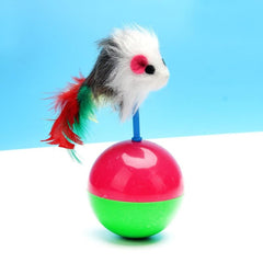 Interactive Plush Cat Toy Tumbler with Mouse and Feather