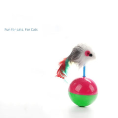 Interactive Plush Cat Toy Tumbler with Mouse and Feather