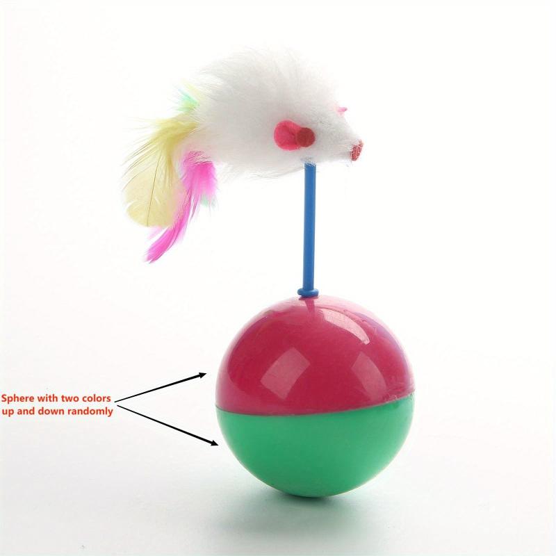 Interactive Plush Cat Toy Tumbler with Mouse and Feather