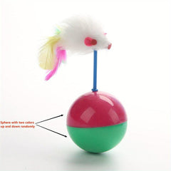 Interactive Plush Cat Toy Tumbler with Mouse and Feather