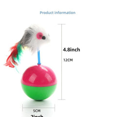 Interactive Plush Cat Toy Tumbler with Mouse and Feather