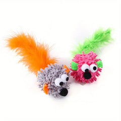 Interactive Plush Cat Toy with Feather Mouse