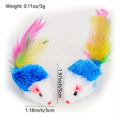 Interactive Plush Cat Toy with Feather Mouse