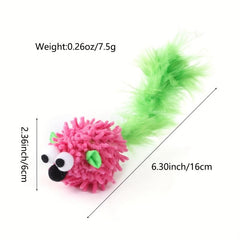 Interactive Plush Cat Toy with Feather Mouse