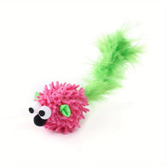 Interactive Plush Cat Toy with Feather Mouse