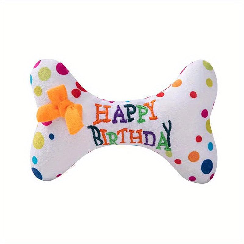 Dog Birthday Squeaky Cake Plush Toy for Teeth Health