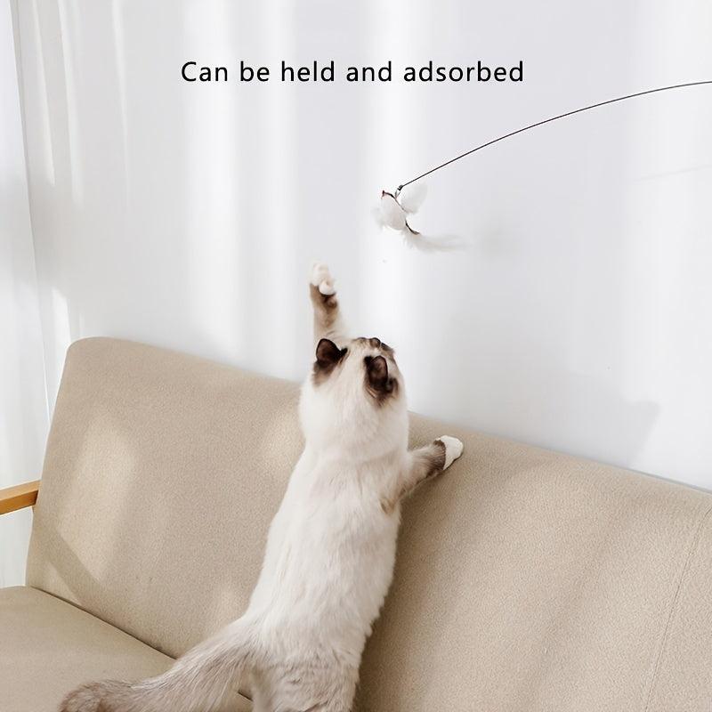 Cat Wand & Feather Teaser With Bell Interactive Toy Set