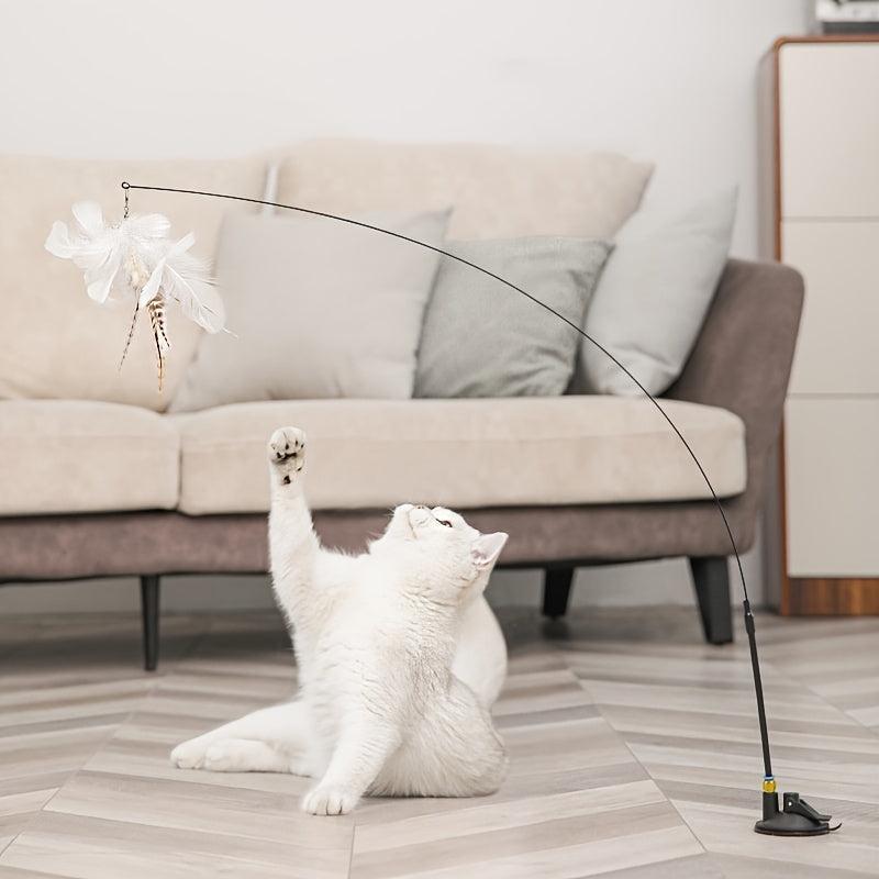 Cat Wand & Feather Teaser With Bell Interactive Toy Set