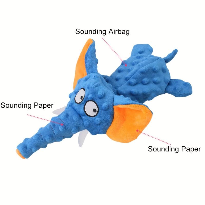 Durable Elephant Plush Dog Toy with Teeth Grinding and Squeak
