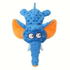 Durable Elephant Plush Dog Toy with Teeth Grinding and Squeak