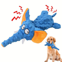Durable Elephant Plush Dog Toy with Teeth Grinding and Squeak