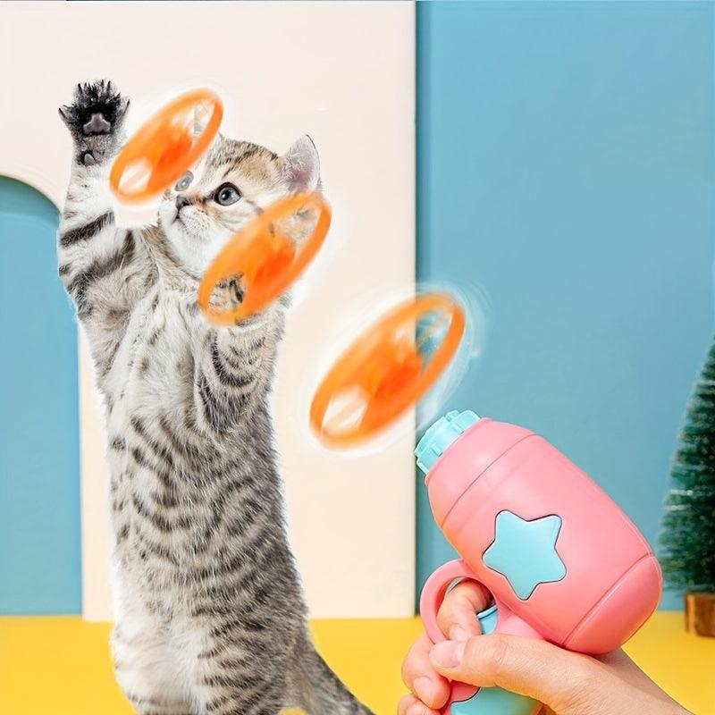Cat Teaser Flying Disc Toy, Interactive Kitten Teasing Toy