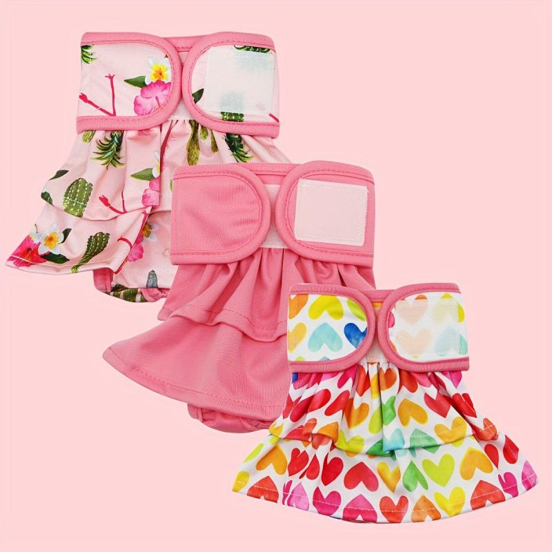 High Absorbency Reusable Dog Diapers with Cartoon Graphics for Girls