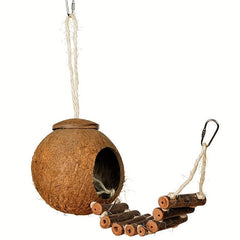 Coconut Shell Bird Nest with Climbing Ladder