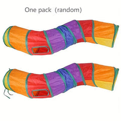 Rainbow Decor Cat Tunnel Toy Foldable Breathable Pet Cat Toy Tube