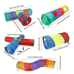 Rainbow Decor Cat Tunnel Toy Foldable Breathable Pet Cat Toy Tube