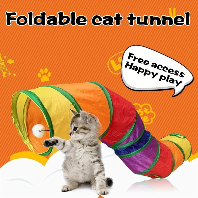 Rainbow Decor Cat Tunnel Toy Foldable Breathable Pet Cat Toy Tube