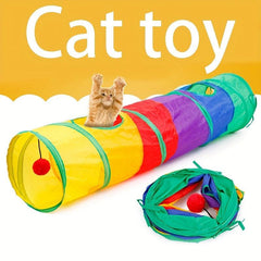 Rainbow Decor Cat Tunnel Toy Foldable Breathable Pet Cat Toy Tube