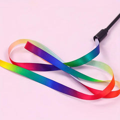 Colorful Ribbon Cat Teaser Wand Stick Toy