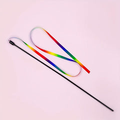 Colorful Ribbon Cat Teaser Wand Stick Toy