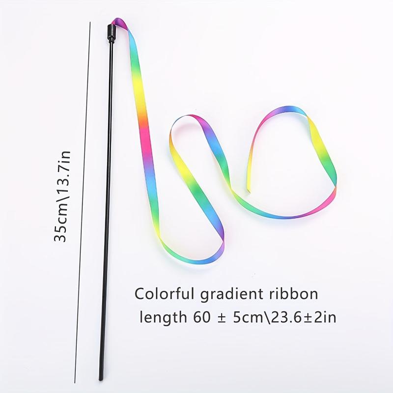 Colorful Ribbon Cat Teaser Wand Stick Toy