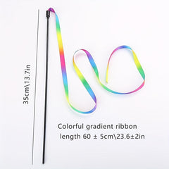 Colorful Ribbon Cat Teaser Wand Stick Toy