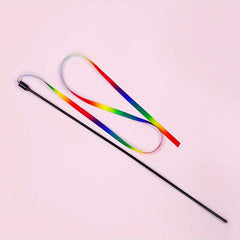 Colorful Ribbon Cat Teaser Wand Stick Toy