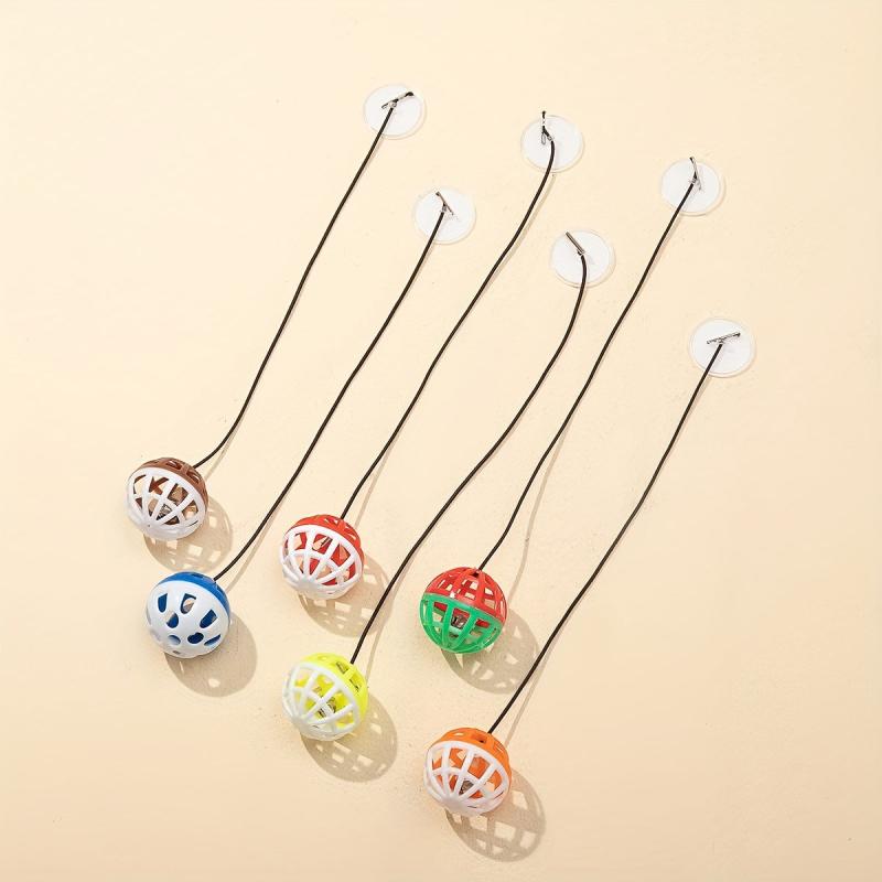 3pcs Suction Cup Bell Random Cat Teaser Hanging Toys