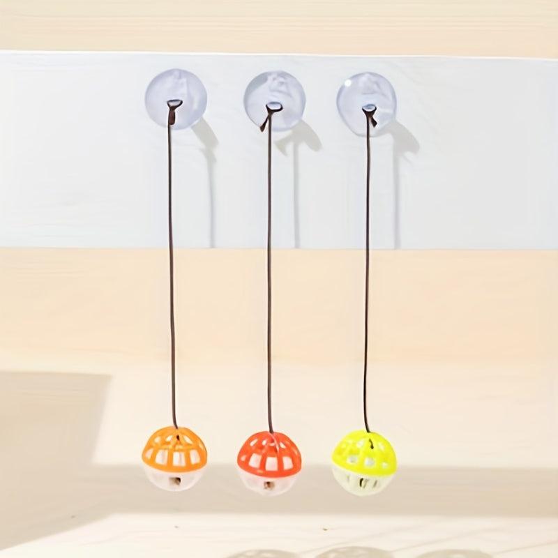 3pcs Suction Cup Bell Random Cat Teaser Hanging Toys