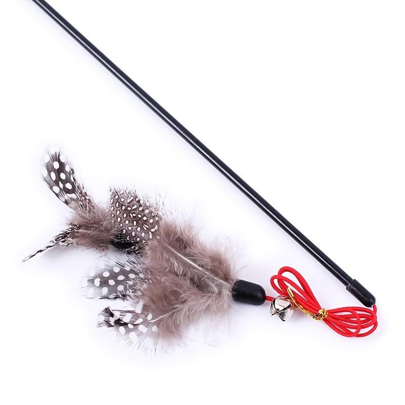 Interactive Cat Toy Feather & Bell Teaser Stick