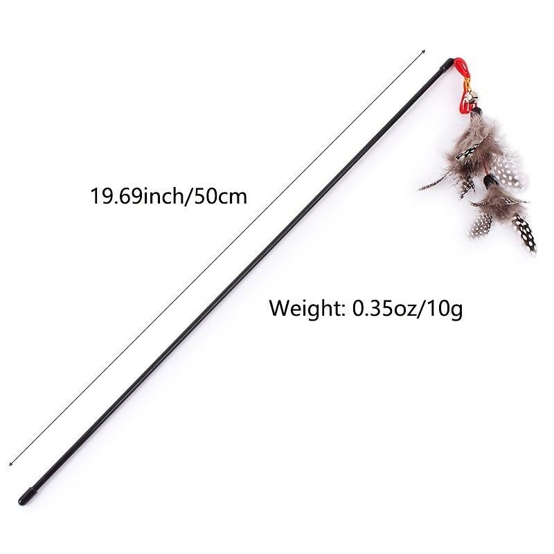 Interactive Cat Toy Feather & Bell Teaser Stick