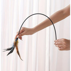 Interactive Cat Toy Feather Teaser Stick with Bell