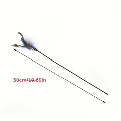 Interactive Cat Toy Feather Teaser Stick with Bell