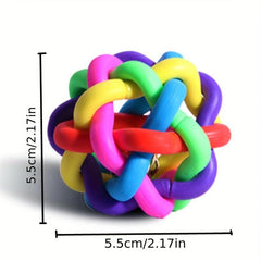 Colorful Rainbow Rubber Chew Toy For Pets Cat Dog Bell Toy Knitting Ball
