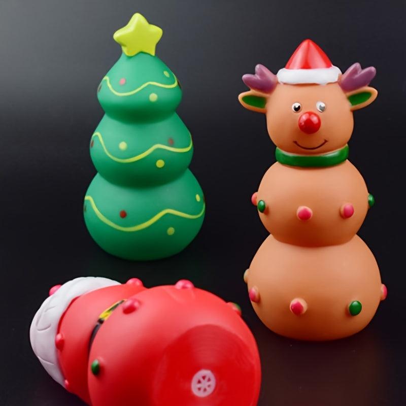 Christmas Dog Chew Toys Tough Squeaky Teeth Toys