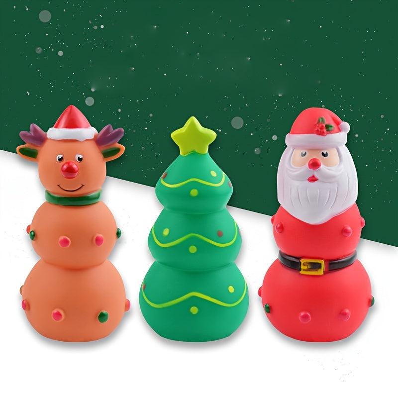 Christmas Dog Chew Toys Tough Squeaky Teeth Toys