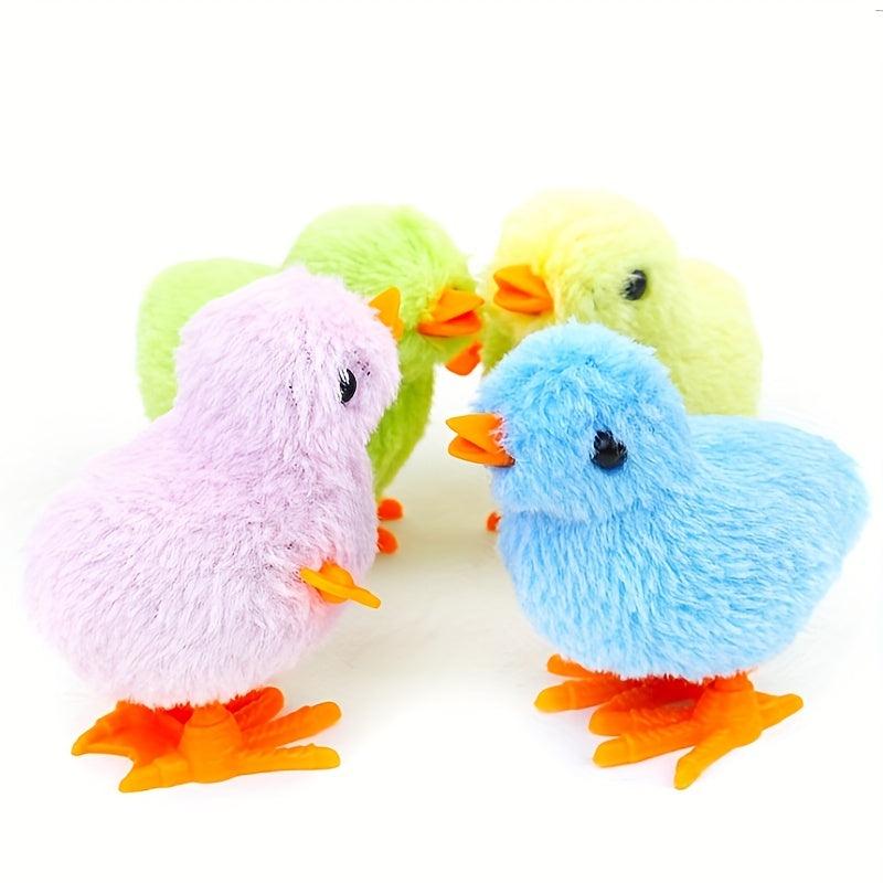 Interactive Wind Up Plush Toy Jumping Chick and Clockwork Dog Cat