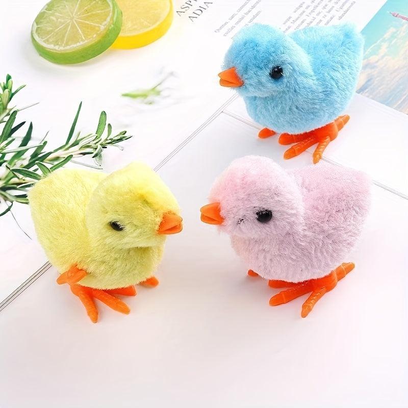 Interactive Wind Up Plush Toy Jumping Chick and Clockwork Dog Cat