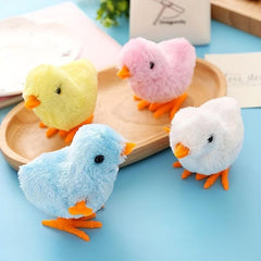 Interactive Wind Up Plush Toy Jumping Chick and Clockwork Dog Cat