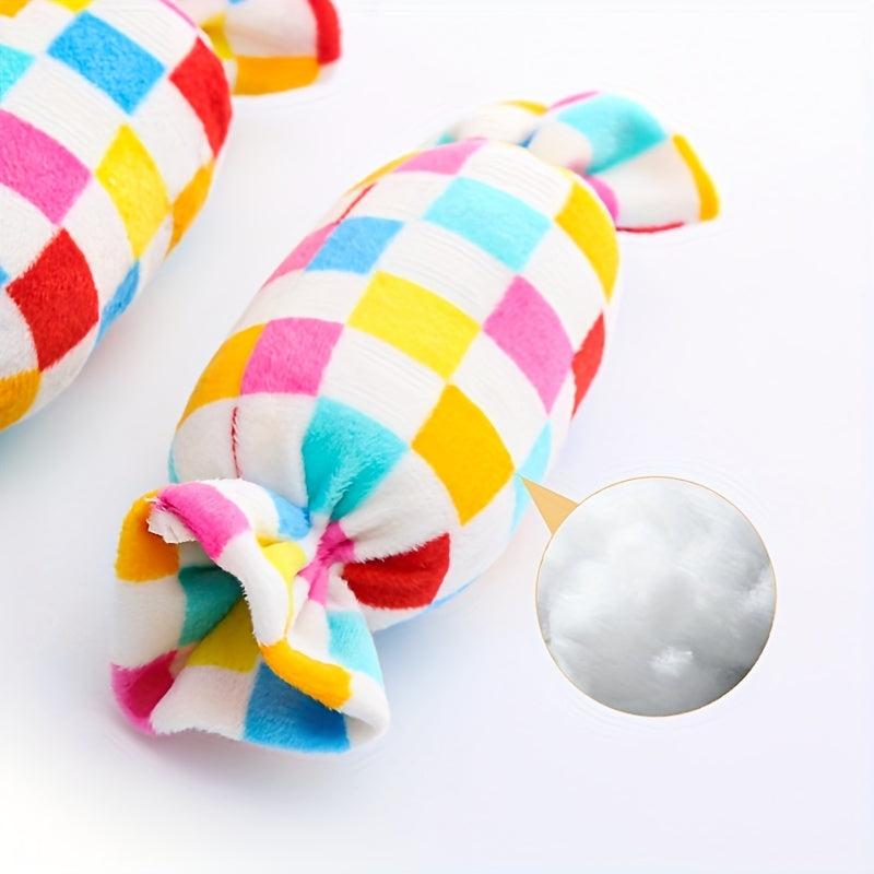 Rainbow Candy Dog Plush Toy Interactive Puppy Molar Toy