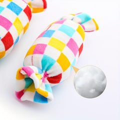 Rainbow Candy Dog Plush Toy Interactive Puppy Molar Toy