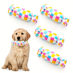 Rainbow Candy Dog Plush Toy Interactive Puppy Molar Toy