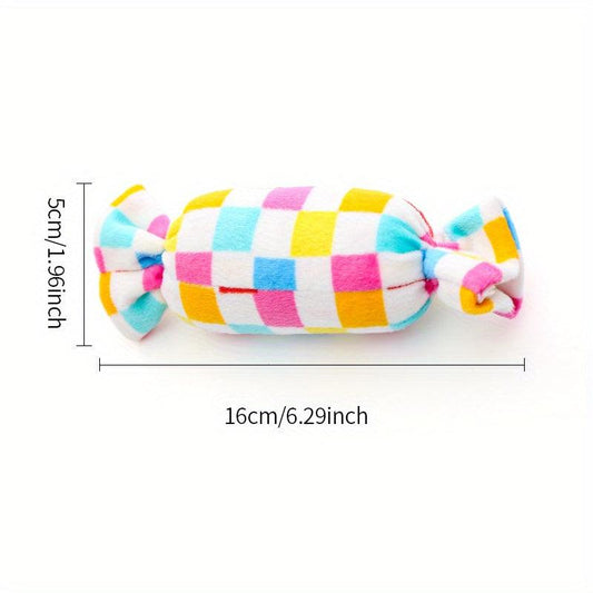 Rainbow Candy Dog Plush Toy Interactive Puppy Molar Toy