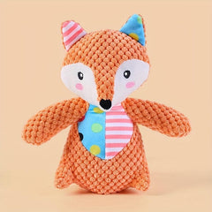 Interactive Plush Dog Toy Set Elephant & Fox Shape with Squeakers