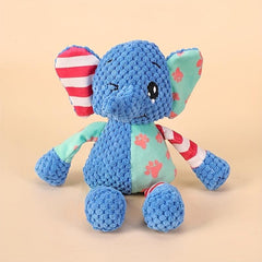Interactive Plush Dog Toy Set Elephant & Fox Shape with Squeakers