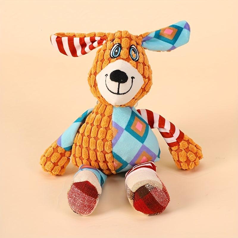 Interactive Plush Dog Toy Set Elephant & Fox Shape with Squeakers