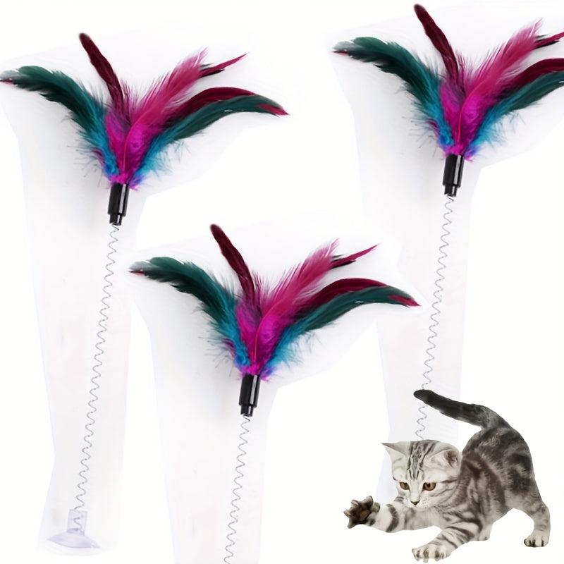Colorful Feather Cat Toy Interactive Teaser Stick
