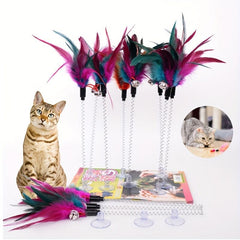 Colorful Feather Cat Toy Interactive Teaser Stick