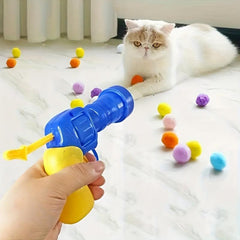 Plush Ball Launcher Cat Interactive Toy with 30 Plush Balls